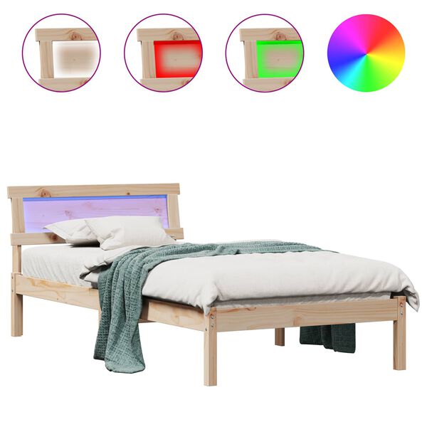 vidaXL Sengestamme med hodegjerde Brun 90 x 190 cm Massiv furu