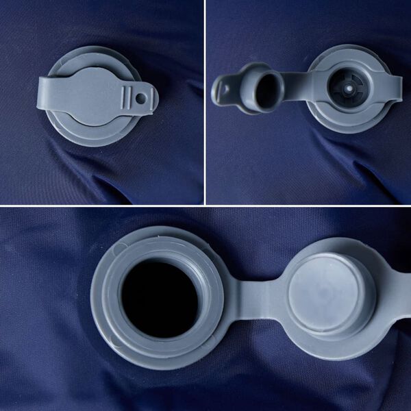 vidaXL Oppbl&aring;sende campingmadrass med pute for 1 person marinebl&aring;