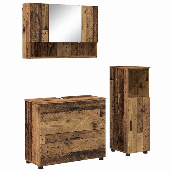 vidaXL Baderomsinnredningssett 3 pcs Gamle tre Ingeni&oslash;rtre og metall