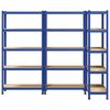 vidaXL Oppbevaringshyller 5 lag 3 stk blå stål og konstruert tre