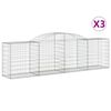 vidaXL Gabionkurver buede 3 stk 300x50x80/100 cm galvanisert jern