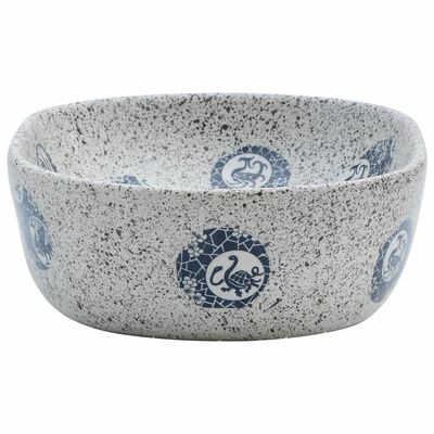 vidaXL Benkeservant grå og blå oval 47x33x13 cm keramikk