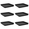 vidaXL Firkantet Blomsterbrett 6 stk. Svart 25,5 x 25,5 x 2,5 cm Plast