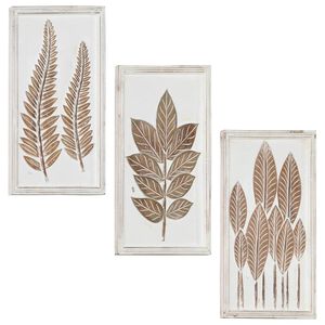 vidaXL Kunst Dekor 3 stk. 40 x 40 x 1,5 cm Brun og hvit Konstruert tre