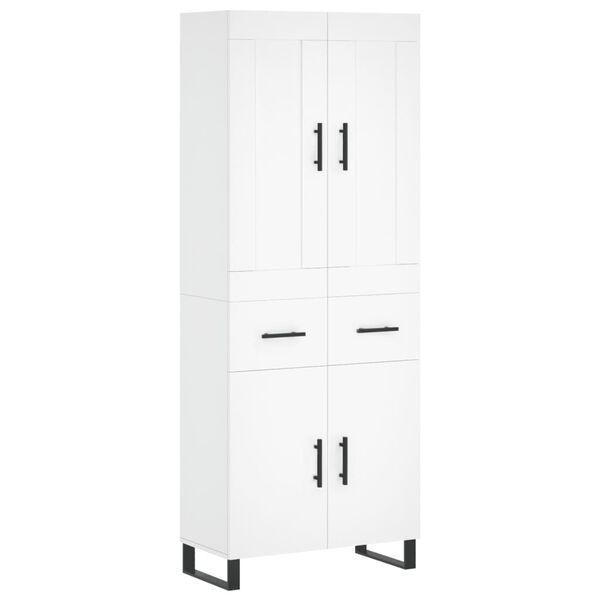 vidaXL Highboard hvit 69,5x34x180 cm konstruert tre
