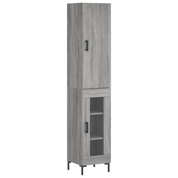 vidaXL Highboard gr&aring; sonoma 34,5x34x180 cm konstruert tre