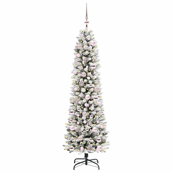 vidaXL Kunstig juletre med 300 LED Hvit 180 cm PVC og Metall og Plast