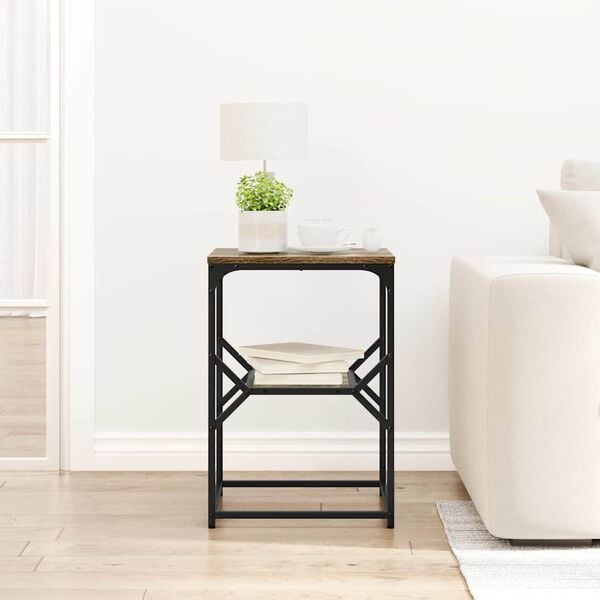 vidaXL Sidetabell R&oslash;kt eik 41 x 40 x 60 cm Konstruksjonsvirke og st&aring;l