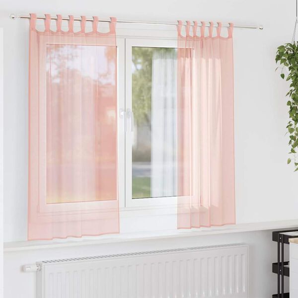vidaXL Voilegardiner med hemper 2 stk rosa 140x175 cm