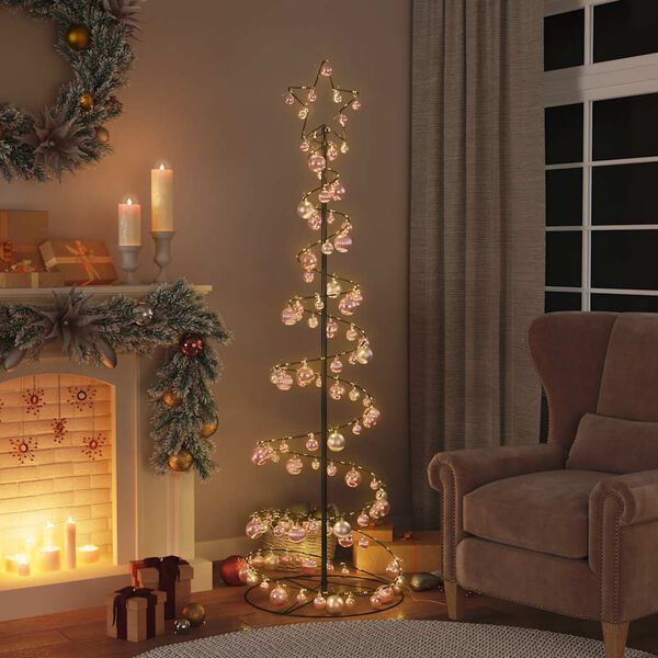 vidaXL LED Juletre med Baubles 120 LEDs Varm Hvit 180 cm