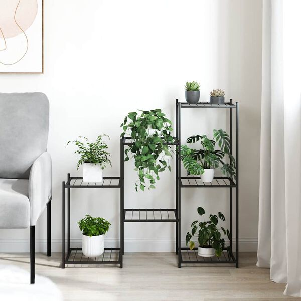 vidaXL Blomsterstativ 83x25x80 cm svart jern