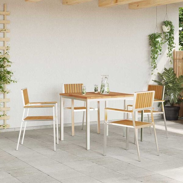 vidaXL Utend&oslash;rs spisestue sett 5 pcs Brun Massivt Teaktre