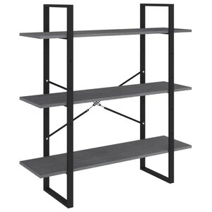 vidaXL Bokhylle 3 niv&aring;er gr&aring; 100x30x105 cm heltre furu