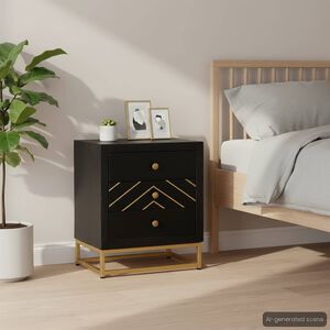 vidaXL Nattbord svart og gull 40x30x50 cm heltre mango