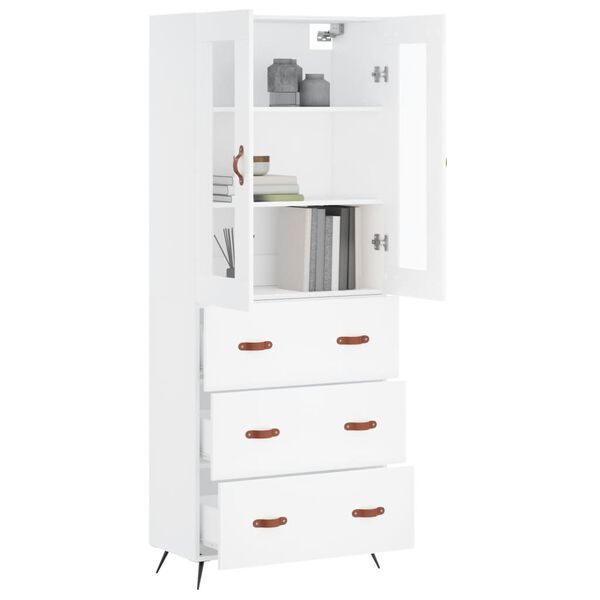 vidaXL Highboard hvit 69,5x34x180 cm konstruert tre