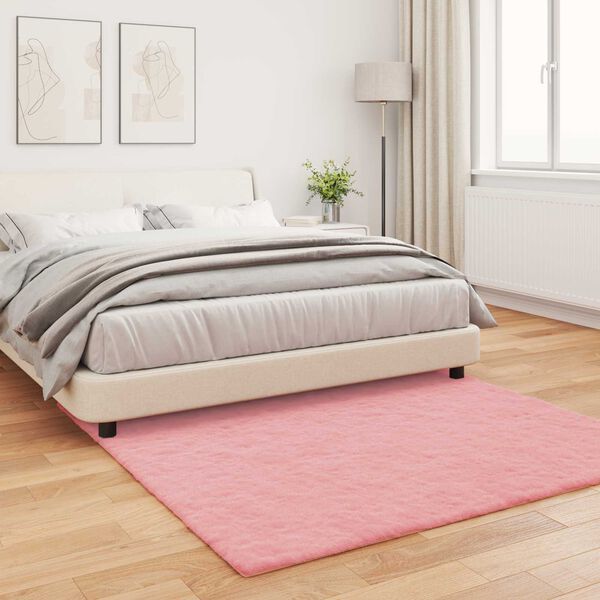 vidaXL Kunstpels Kanin Teppe Olite Rosa 120 x 120 cm Polyester