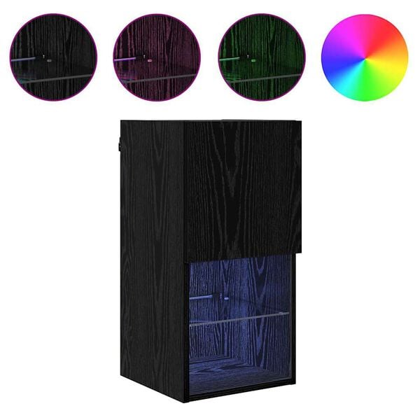 vidaXL Vegghengte TV-skap 2 pcs Svart Eik 30,5 x 30 x 60 cm