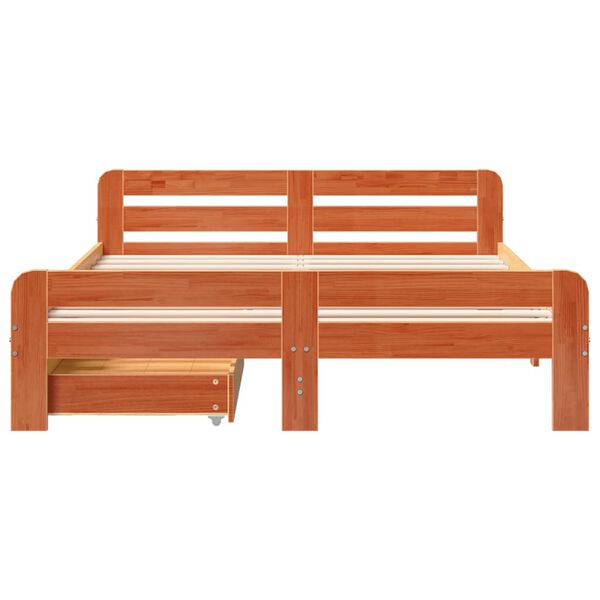 vidaXL Sengeramme uten madrass voksbrun 140x190 cm heltre furu