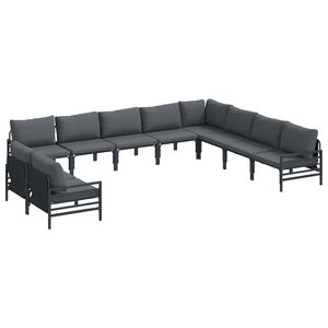 vidaXL Hagesofa Set med pute 10 pcs Svart St&aring;l