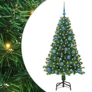 vidaXL Kunstig juletre med 150 LED gr&oslash;nn 150 cm PVC og St&aring;l og Plast
