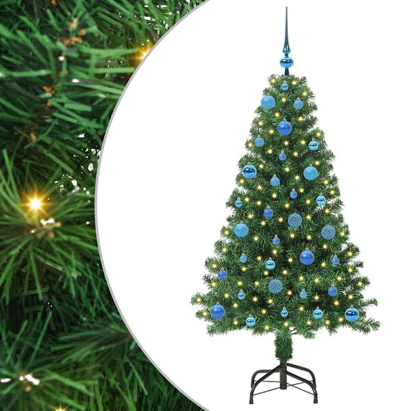 vidaXL Kunstig juletre med 150 LED gr&oslash;nn 150 cm PVC og St&aring;l og Plast