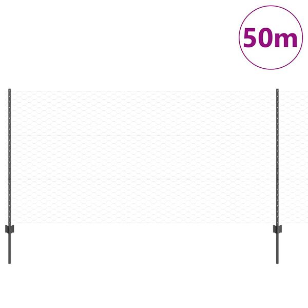 vidaXL Gjerde med stolpe Gr&aring; 1,2 x 50 m St&aring;l og PVC