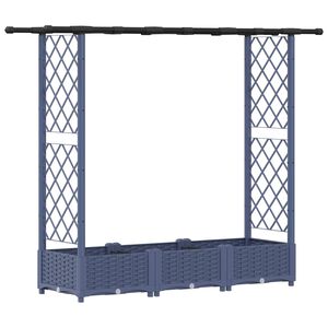 vidaXL Hevet Bed med Trellis og Tak Gr&aring; 164 x 40 x 121 cm PP