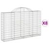 vidaXL Gabionkurver buede 8 stk 200x30x120/140 cm galvanisert jern