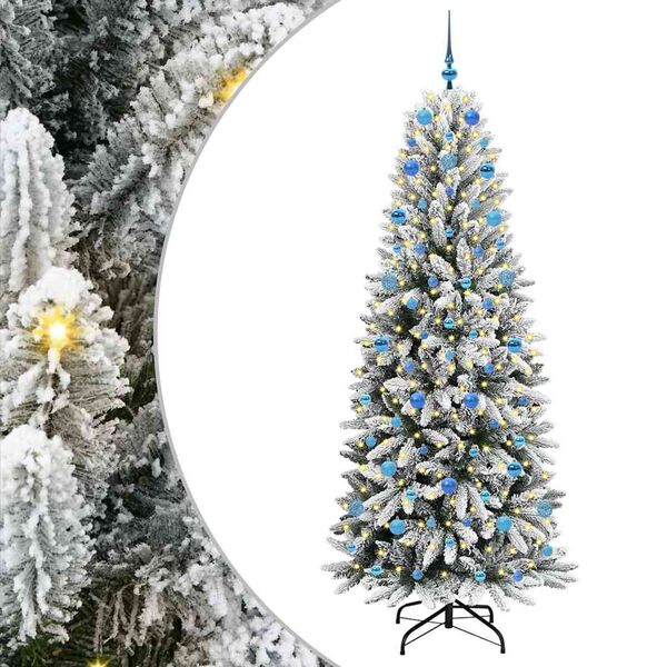 vidaXL Kunstig juletre med 300 LED Hvit 210 cm PVC, plast, st&aring;l og PE