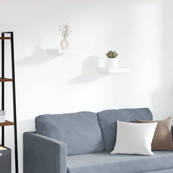 vidaXL Flytende vegghyller 2 stk hvit 23x23,5x3,8 cm MDF