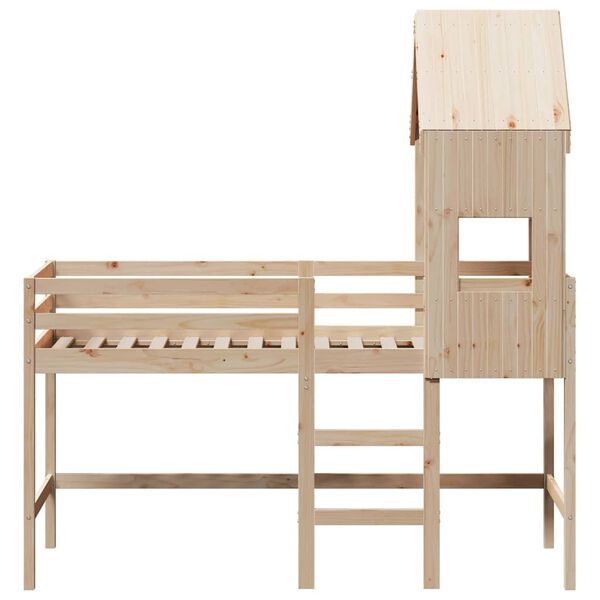 vidaXL K&oslash;yeseng med stige og tak 90x190 cm heltre furu