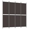 vidaXL Romdeler med 4 paneler brun 200x200 cm stoff