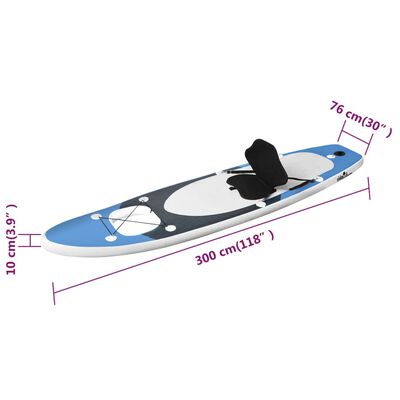vidaXL Oppblåsbart padlebrettsett havblå 300x76x10 cm