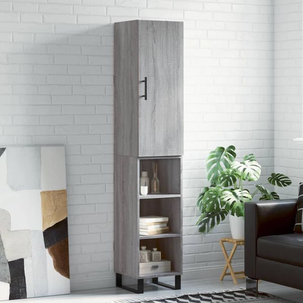 vidaXL Highboard gr&aring; sonoma 34,5x34x180 cm konstruert tre