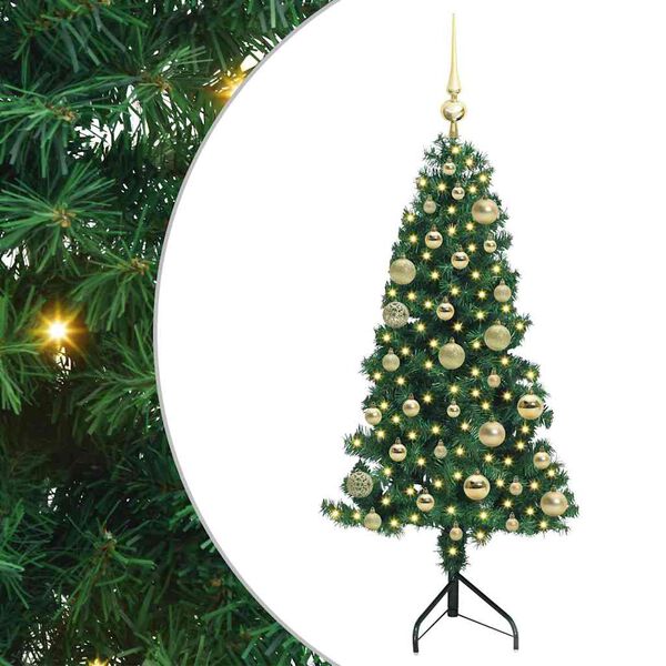 vidaXL Hj&oslash;rne Kunstig Jul Tre med 150 LED gr&oslash;nn 120 cm PVC og metall