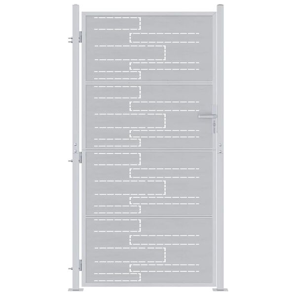 vidaXL Hageport med lås sølv 96 x 200 cm Rustfritt Stål