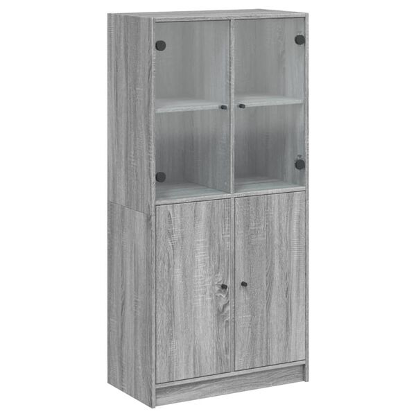 vidaXL Highboard med dører grå sonoma 68x37x142 cm konstruert tre