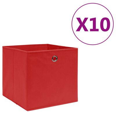 vidaXL Oppbevaringsbokser 10 stk uvevd stoff 28x28x28 cm rød