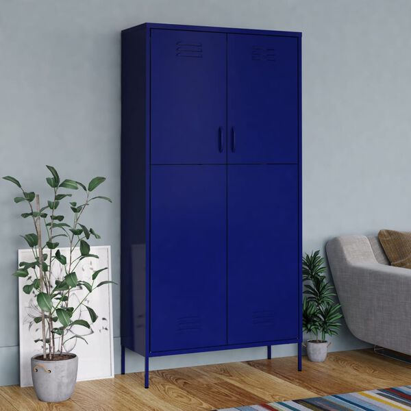 vidaXL Garderobe marinebl&aring; 90x50x180 cm st&aring;l
