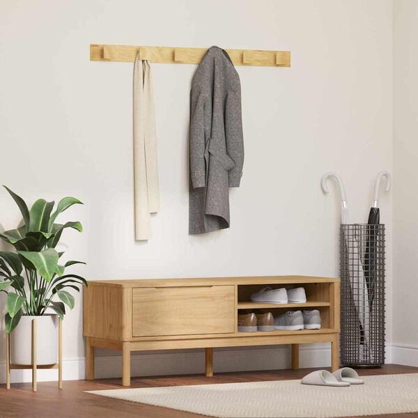 vidaXL Gangbenk med skuff Vokset Brun 115 x 40 x 45 cm Massiv furu