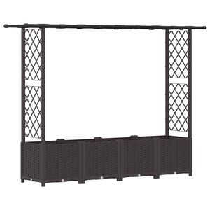 vidaXL Hevet Bed med Trellis og Tak Brun 203 x 40 x 138 cm PP