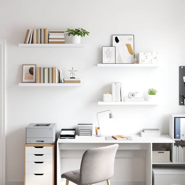 vidaXL Flytende vegghyller 4 stk hvit 90x23,5x3,8 cm MDF