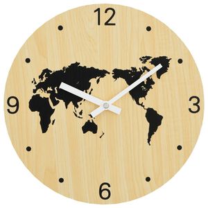 vidaXL Veggklokke gul og svart &Oslash;30 cm konstruert tre