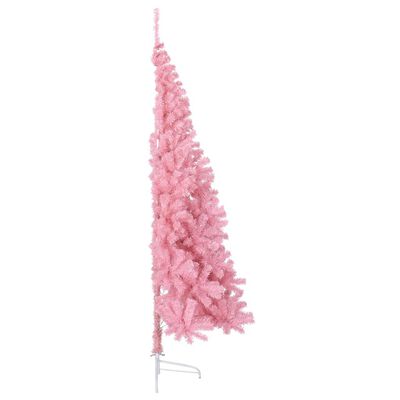 vidaXL Kunstig juletre halvt med stativ rosa 180 cm PVC