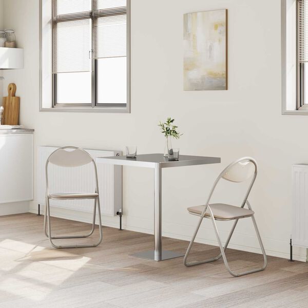 vidaXL Sammenleggbart stol 2 pcs sand 48 x 43,5 x 81 cm Kunstl&aelig;r