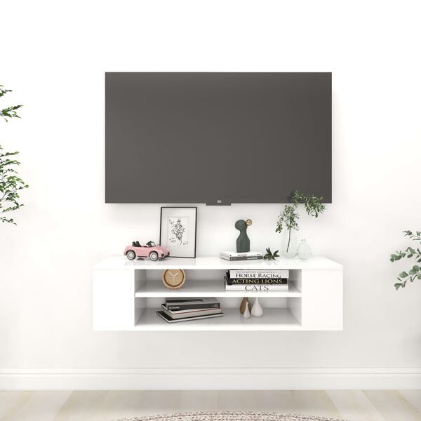vidaXL Hengende TV-benk hvit 100x30x26,5 cm konstruert tre