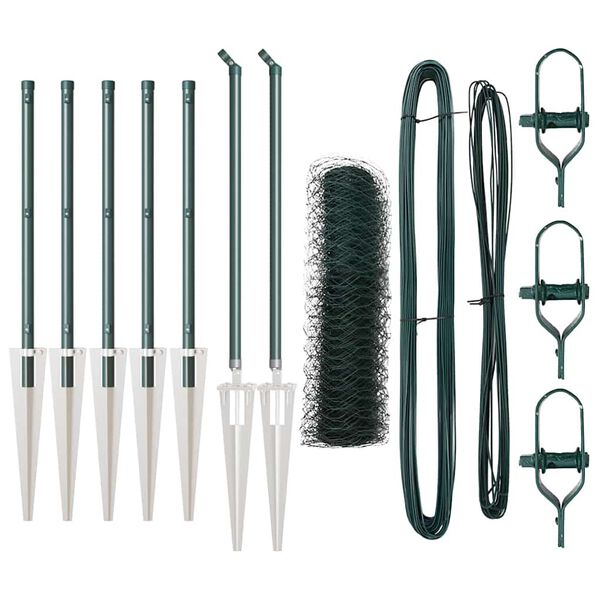 vidaXL Gjerdep&aring;le gr&oslash;nn 10 x 0,6 m (50 mm mesh) St&aring;l og PVC