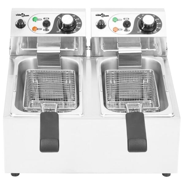 vidaXL Dobbel elektrisk frityrkoker rustfritt st&aring;l 12 L 4000 W