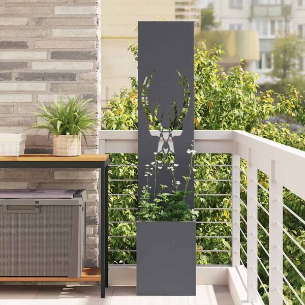 vidaXL Hageprivat skjerm Dyretrykk Antrasitt 32 x 140 cm Kaldvalsestål