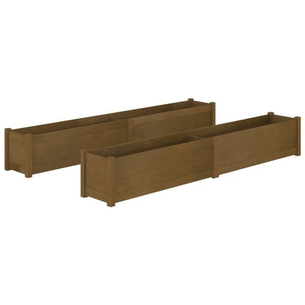 vidaXL Plantekasser 2 stk honningbrun 200x31x31 cm heltre furu